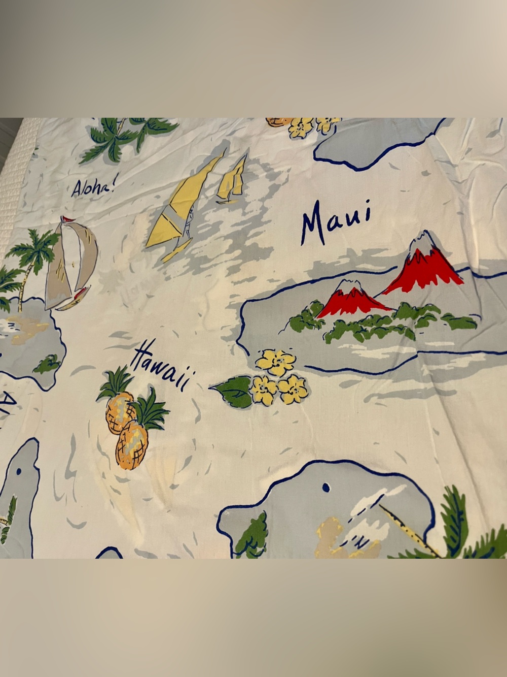 Pottery Barn Kids Full size duvet cover Hawaiian Island Print-Reversible!